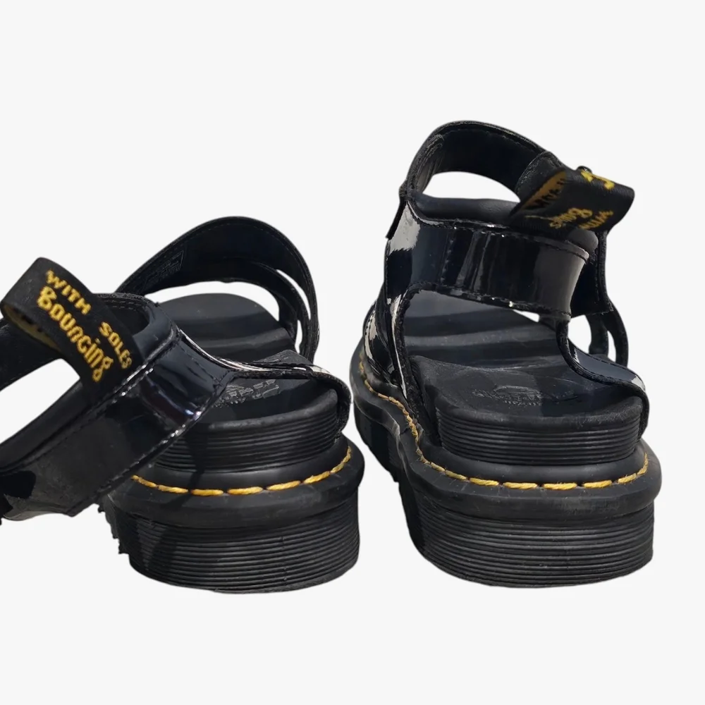 DR. MARTENS Women Blaire Black Patent Leather Platform Gladiator Sandals 8M - Picture 7 of 10